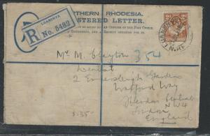 NORTHERN RHODESIA  (P1105B) KGVI 4D RLE UPRATED 2D LUANSHYA TO ENGLAND