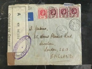 1939 Vacoas Mauritius Military Hospital Censored Cover To London England