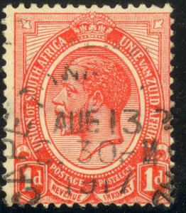 SOUTH AFRICA 1913-24 KGV 1d Rose Red Portrait Issue Sc 3 VFU