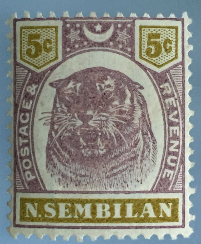 MALAYA 1897 N SEMBILAN Tiger 5c MLH SG#8 M3410