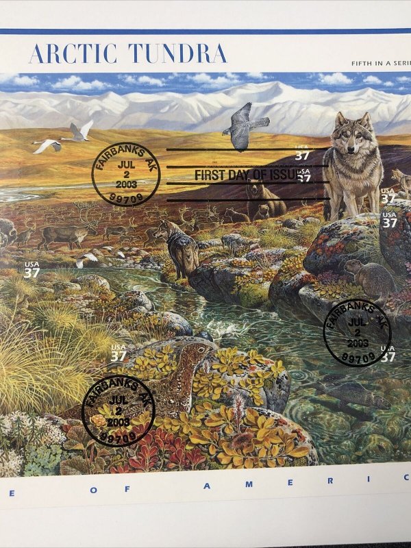 US First Day Cover 3802 Arctic Tundra Full Sheet Large Envelope