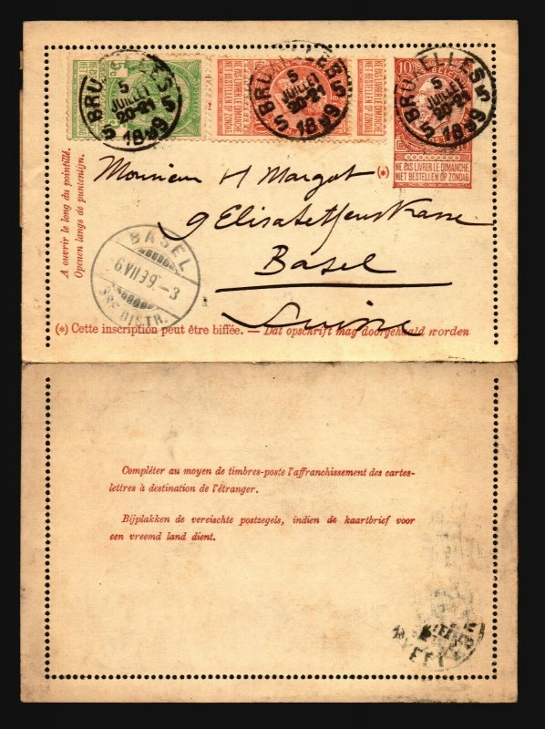 Belgium 1899 Uprated Letter Card to Switzerland - Z16809