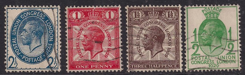 GB 1929 KGV Run 4 x 9th UPU Congress used SG 434 - 437  ( F1388 )