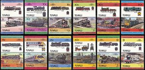 Tuvalu 235-246, MNH, Trains, 12 se-tenant pairs, Leader of the World