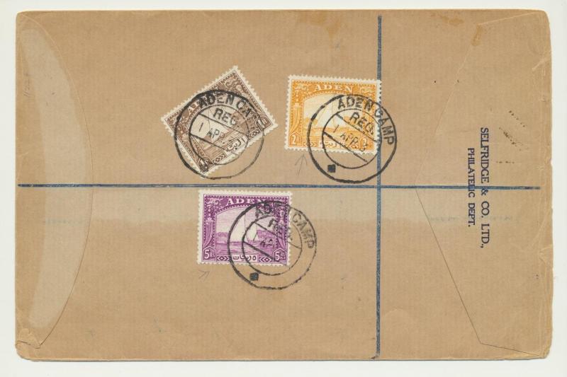 ADEN 1937, VALS TO 5Rs ON FIRST DAY COVERS(3)ADEN CAMP-UK SG#1/3-11(SEE BELOW)