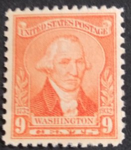 U.S.#714 Washington Bicentennial 9c Single, MNH.  'F-VF'