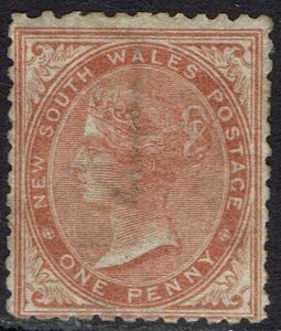 NEW SOUTH WALES 1864 QV 1D WMK '1' INVERTED PERF 13