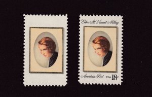 1981 Edna St. Vincent Millay Sc 1926a black engraving missing error single MNH