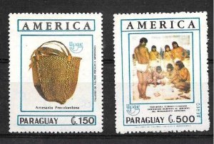 #4050 PARAGUAY 1990(89) UPAEP AMERICA NATIVE HANDCRAFTS Mi 4494-5  MNH