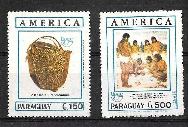 #4050 PARAGUAY 1990(89) UPAEP AMERICA NATIVE HANDCRAFTS Mi 4494-5  MNH