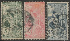 Switzerland Scott 98-100 used 1900 UPU set CV$32 few faults