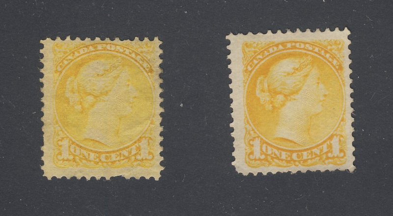 2x Canada Small Queen Mint Stamps #35-1c Fine #35i-1c VF Guide Value = $120.00