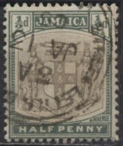 Jamaica 37 (used) ½p arms, grn & black (1905)