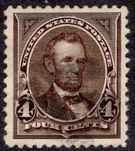 US Stamp #254 4c Lincoln USED SCV $11.00. Superb centering, appearance.