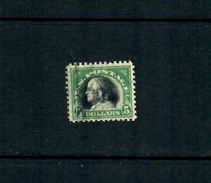 USq 1920 S.C. # 524 Green & Black, $5.00 Franklin used Guide Line