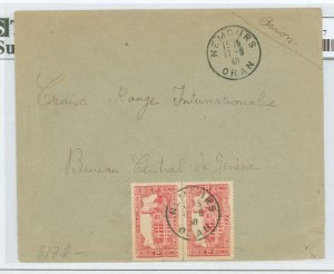 Algeria 98 1940 to international Red Cross, German Military sticker on back, small tear on left.