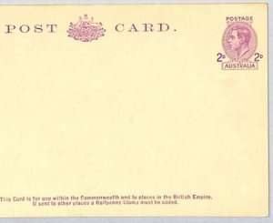 AUSTRALIA KGVI POSTAL STATIONERY 2d Violet Postcard Unused {samwells}ZK152