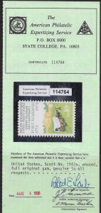 US 1974 Sc. #1542a VFNH black omitted, with normal for comparison, APS cert.
