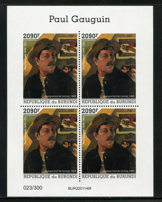 BURUNDI 2022  PAUL GAUGUIN SELF PORTRAIT  II SHEET MINT NEVER HINGED