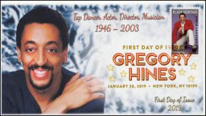 19-023, 2019, Gregory Hines, Digital Color Postmark, FDC, Black Heritage