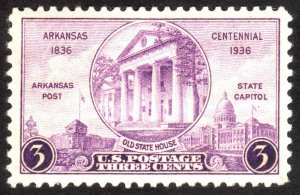 1936, US 3c, Arkansas Statehood, MH, Sc 782