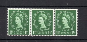 11/2d ST EDWARD'S CROWN WILDING UNMOUNTED MINT STRIP + VARIETY SG S26q