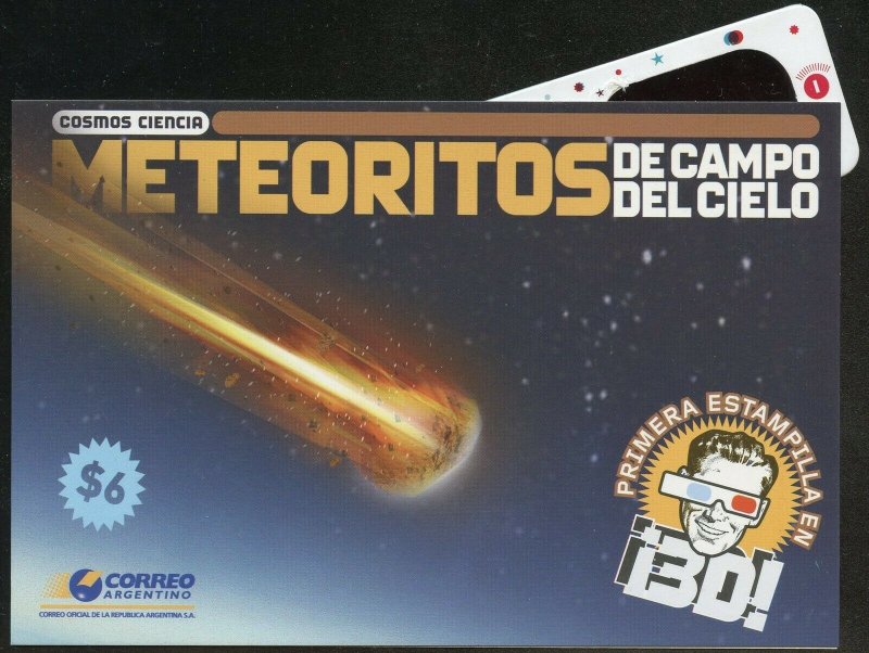 ARGENTINA METEORITES  3-D SOUVENIR SHEET WITH GLASSES   SCOTT#2445  MINT NH