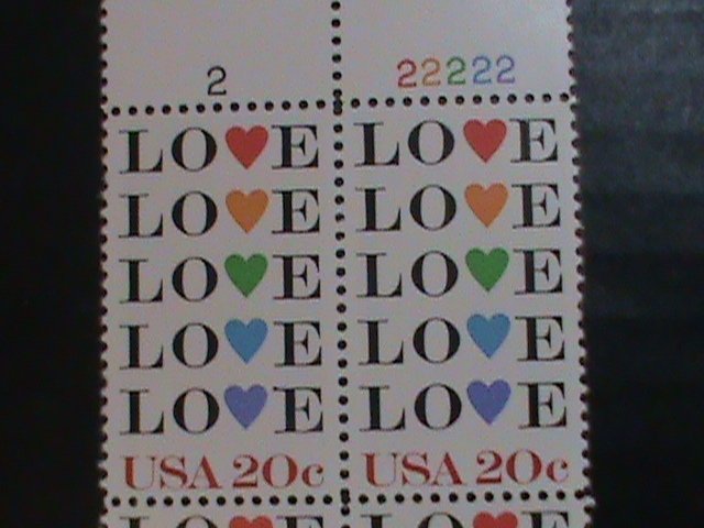 ​UNITED STATES-1984 SC#2072 COLORFUL LOVE -MNH PLATE BLOCK OF 4 VERT FINE