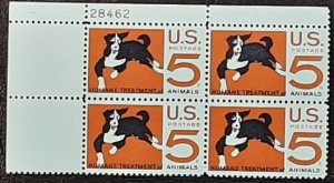 US Scott # 1307; MNH,og 5c Animals issue ,1966; plate blk of 4;VF Centering