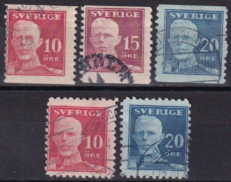 Sweden #139-43  F-VF Used CV $18.35 (Z5073)