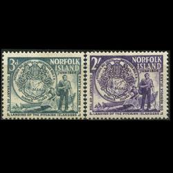 NORFOLK IS. 1956 - Scott# 19-20 First Settlers Set of 2 LH