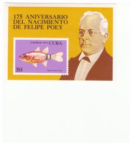 CUBA SC. 1899 1974  POEY FISH AND FELIPE POEY S/S MNH YE10