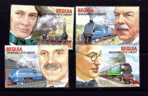 St Vincent-Grenadines-Bequia 237-40 MNH 1986 Locomotives