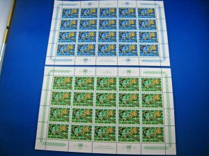 UN - SCOTT #278-279 NY, #61-62 G  - 1976 25th ANNIV. - 4 FULL PANES OF 20 MNH