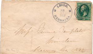 United States Nebraska Leigh 1883 serifed cds with maltese crosses, target  3...