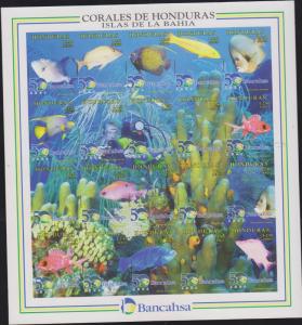 O) 1998 HONDURAS, DIVING IMPERFORATE, FISH-MARINE LIFE-CORALS-INVERTEBRATES IN T 