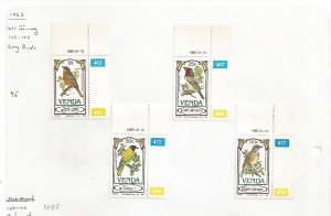 VENDA - 1985 - Song Birds - Perf 4v Set - Mint Light Hinged
