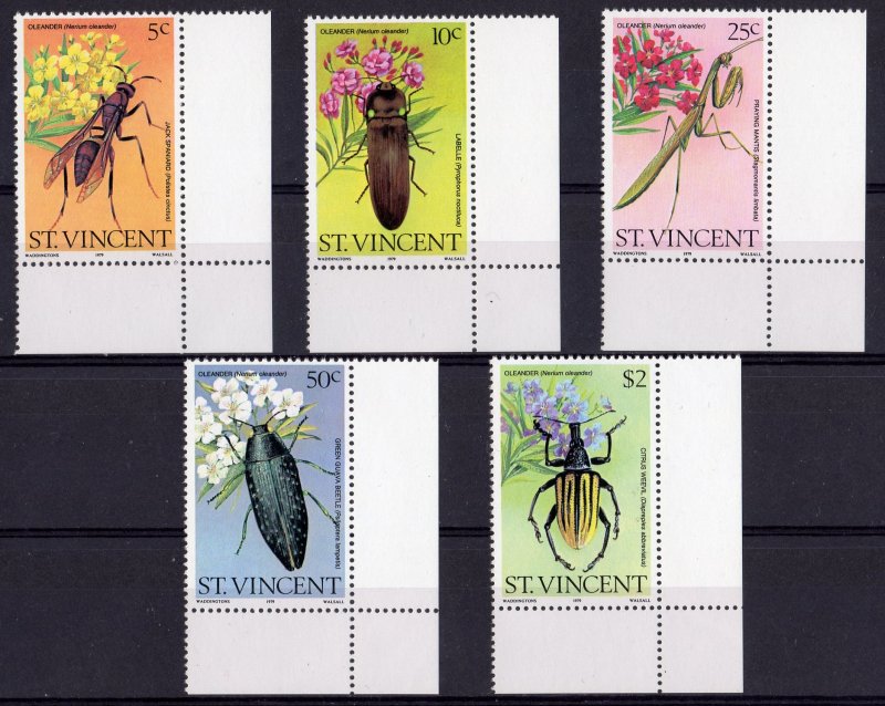 St.Vincent 1979 Sc#593/597 OLEANDER AND INSECTS Set (5) MNH