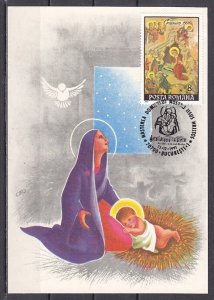 Romania, DEC/91 issue. Religious Christmas, Cachet & Cancel on Max Type Card.