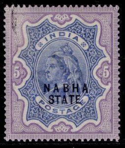 INDIAN STATES - Nabha QV SG33, 5r ultramarine & violet, M MINT. Cat £275.