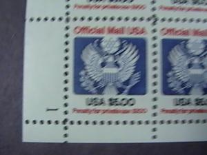 U.S.# O133-MINT/NH-LL PLATE # BLOCK OF 4--$5.00 OFFICIAL--P#1--1983-85