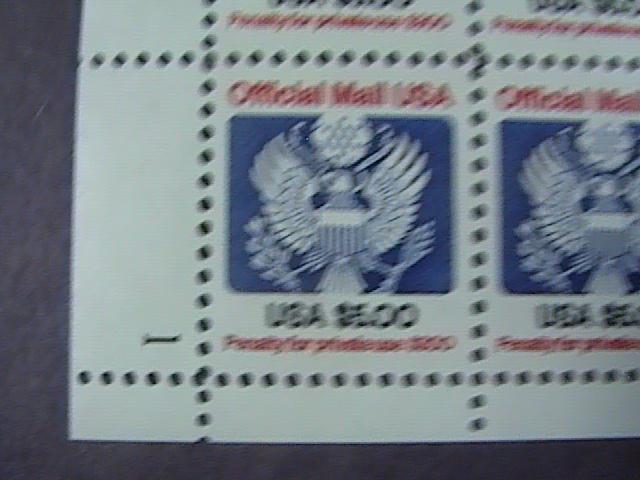 U.S.# O133-MINT/NH-LL PLATE # BLOCK OF 4--$5.00 OFFICIAL--P#1--1983-85