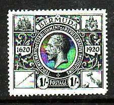 Bermuda-Sc#79- id6-unused hinged 1sh KGV-1921-scanner has created the green ba