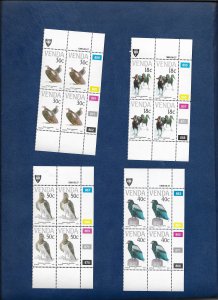 VENDA 1989 BIRDS CYLINDER BLOCKS OF 4