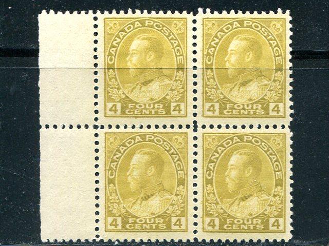 Canada #110  Block 4  Mint F-VF  3 stamps NH