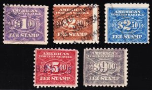 US RK27-RK31 $1-$9 American Foreign Service Perf 10 F-VF SCV $278