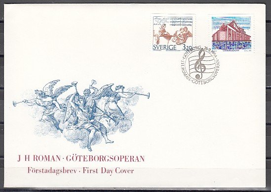 Sweden, Scott cat. 2093-2094. Composer J. Roman & Opera. First day cover. ^