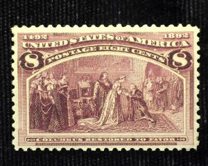 HS&C: Scott #236 8 Cent Columbian. Fresh and choice. Mint VF/XF LH US Stamp
