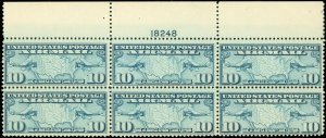US Scott #C7 Top PB/6, Mint-NH, 18248, Short Gum on 2 Stamps, SCV $45.00 (SK)