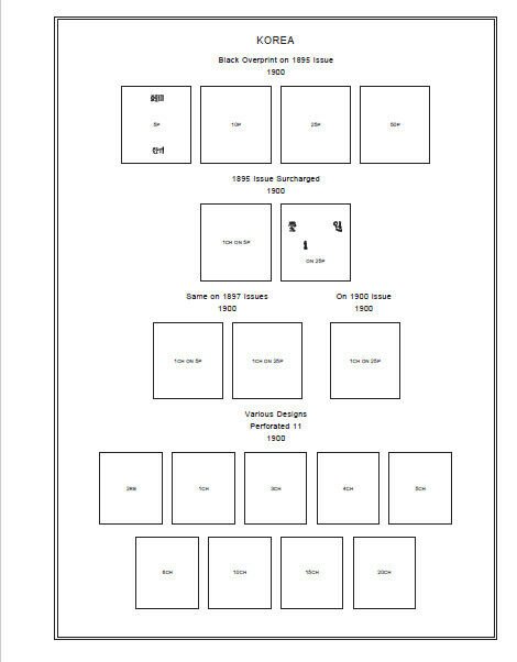 PRINTED KOREA [CLASS.] 1884-1960 STAMP ALBUM PAGES (33 pages)